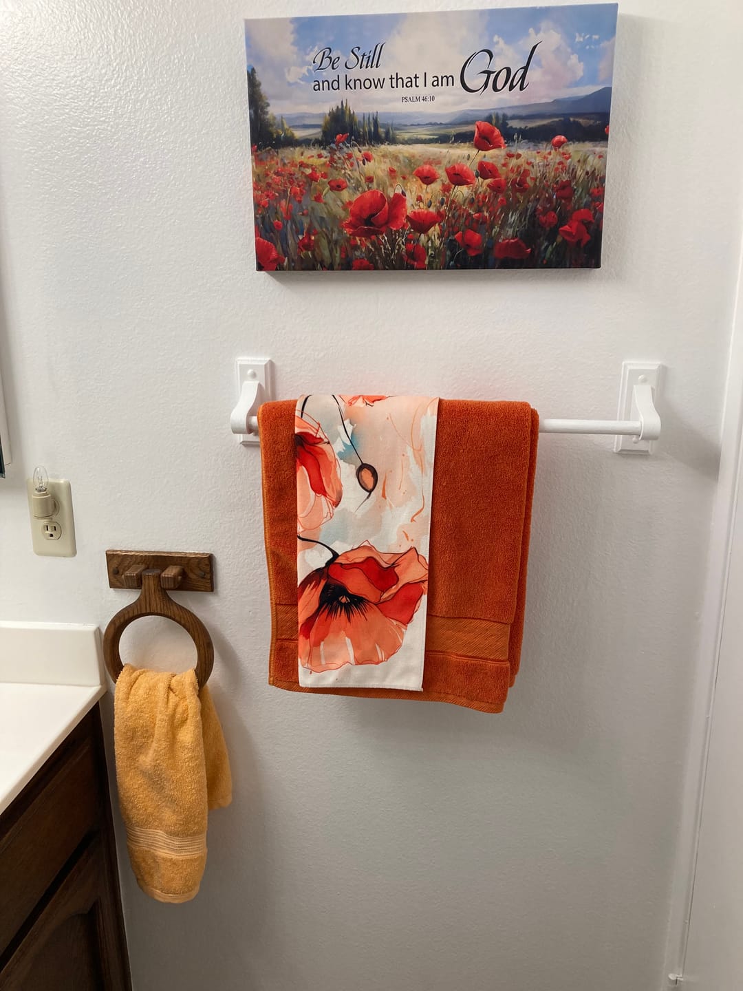 Customer photo review of Be Still And Know That I Am God Psalm 46:10, Poppy Field, Wall Art Canvas