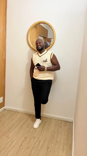 Customer photo review of Springboks Crochet Vest Knit-Ivory