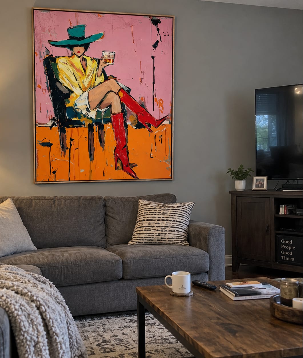 Customer photo review of Teal Lounge-Cowgirl Portrait Painting