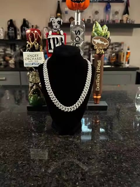 Customer photo review of 3-Row 13MM 15MM 18MM Moissanite Miami Cuban Link Chain 14K Gold