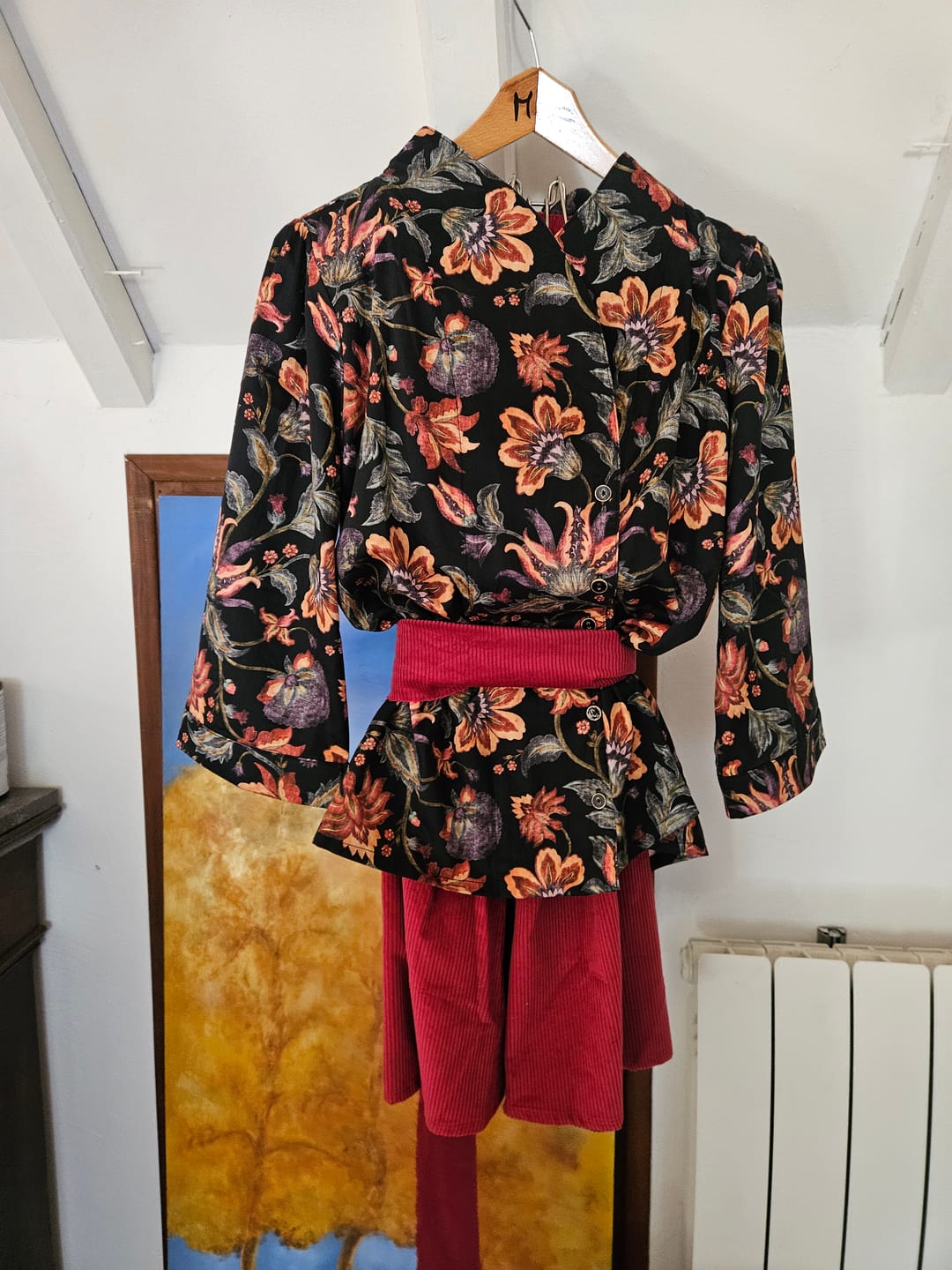 Customer photo review of Jupe Tao — Velours côtelé grenat