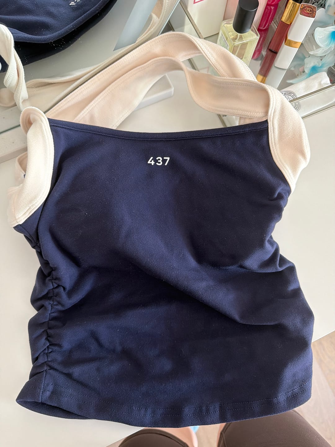 Customer photo review of The Sculpt Tank Navy & Cream