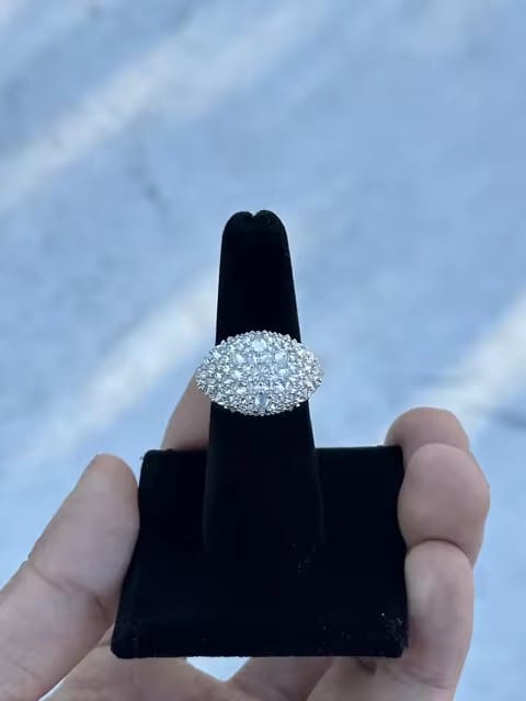 Customer photo review of VVS Moissanite Diamond Sterling Silver Upside Down Mosaic Setting Men Ring