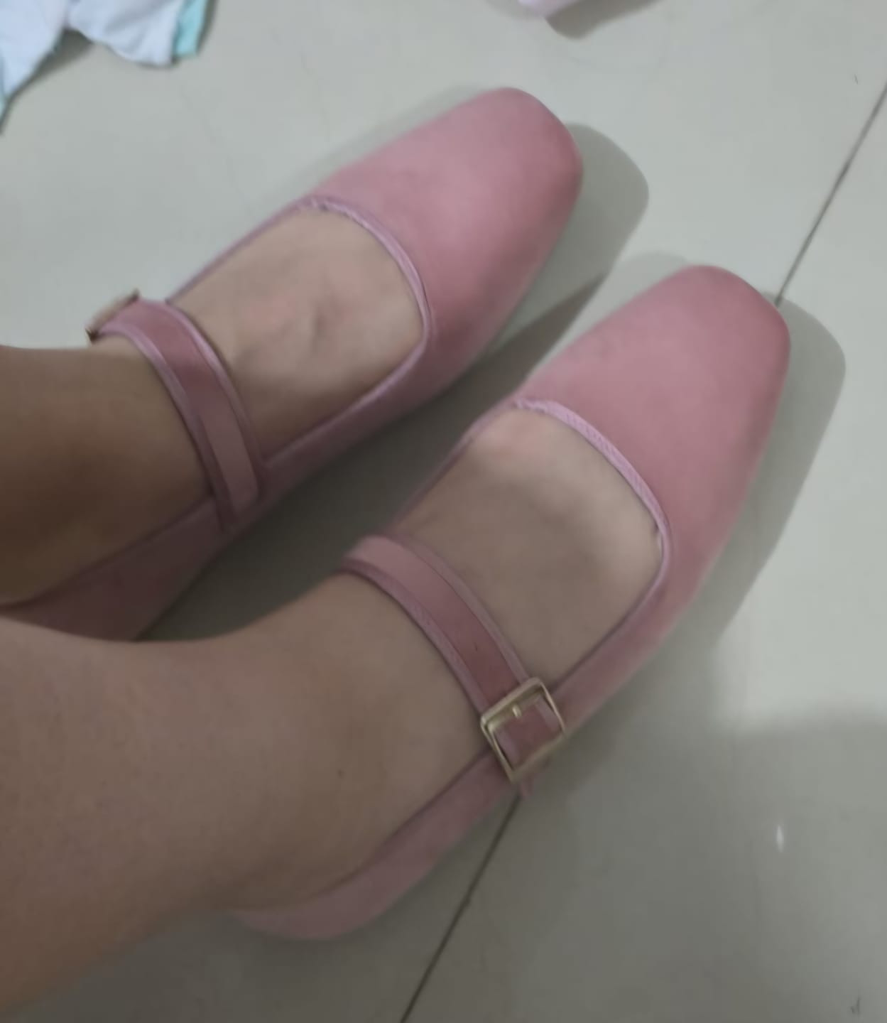 Customer photo review of MARY JANE FLAT TEXTIL ROSA