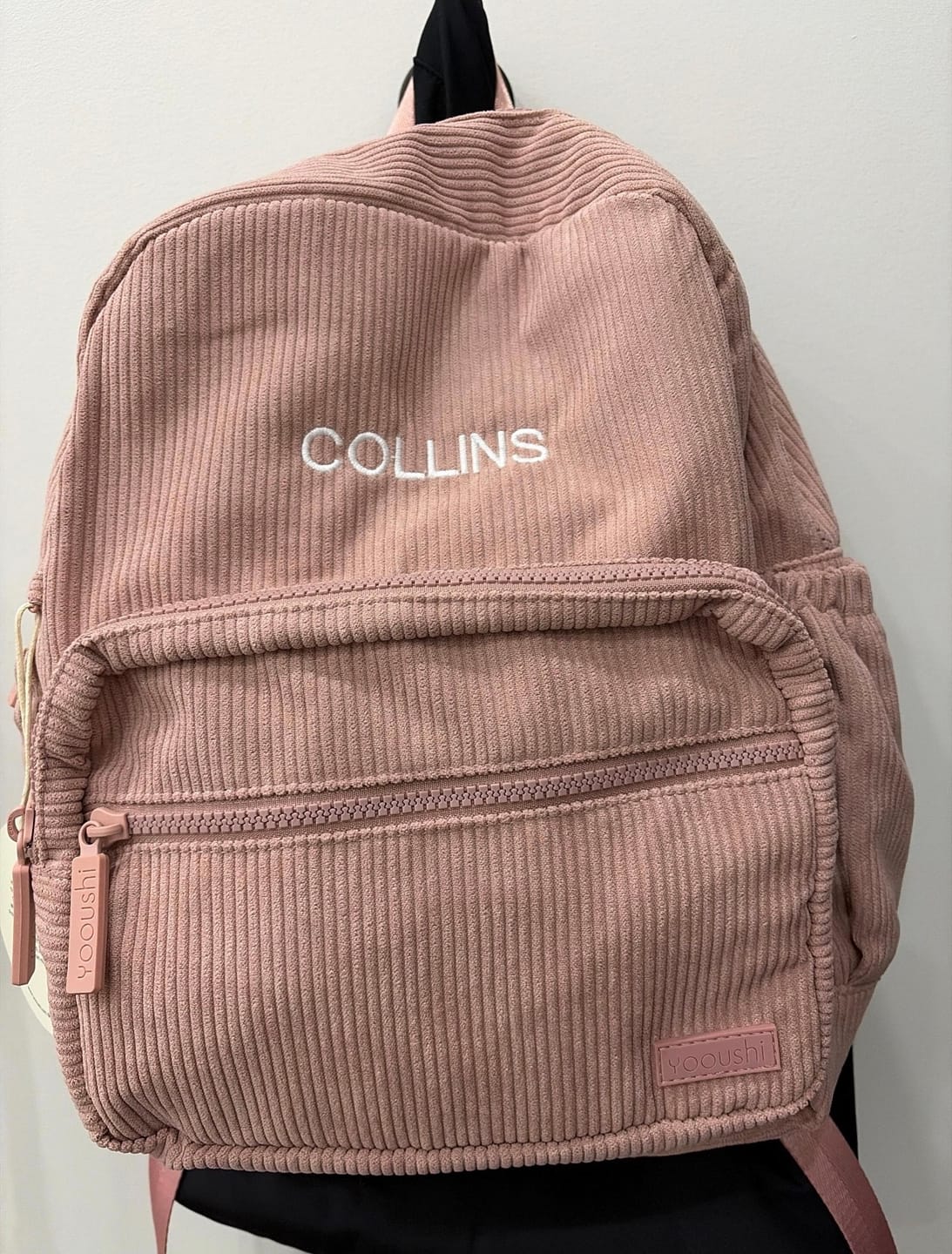 Customer photo review of Personalized Toddler Backpack – Dusty Pink