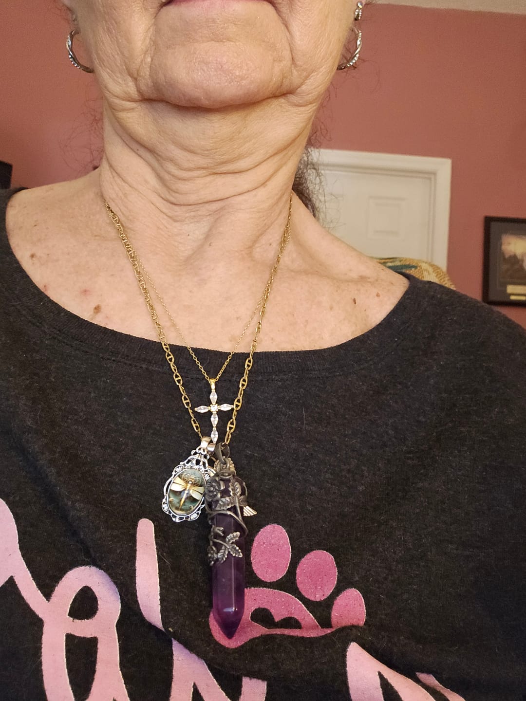 Customer photo review of Crystal Flower Hexagon Necklace