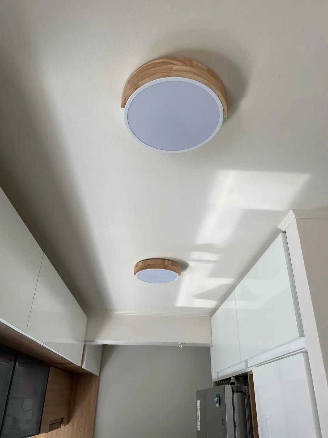 Customer photo review of Square Wood Ceiling Light for Bedroom, Frosted Shade, 30 cm