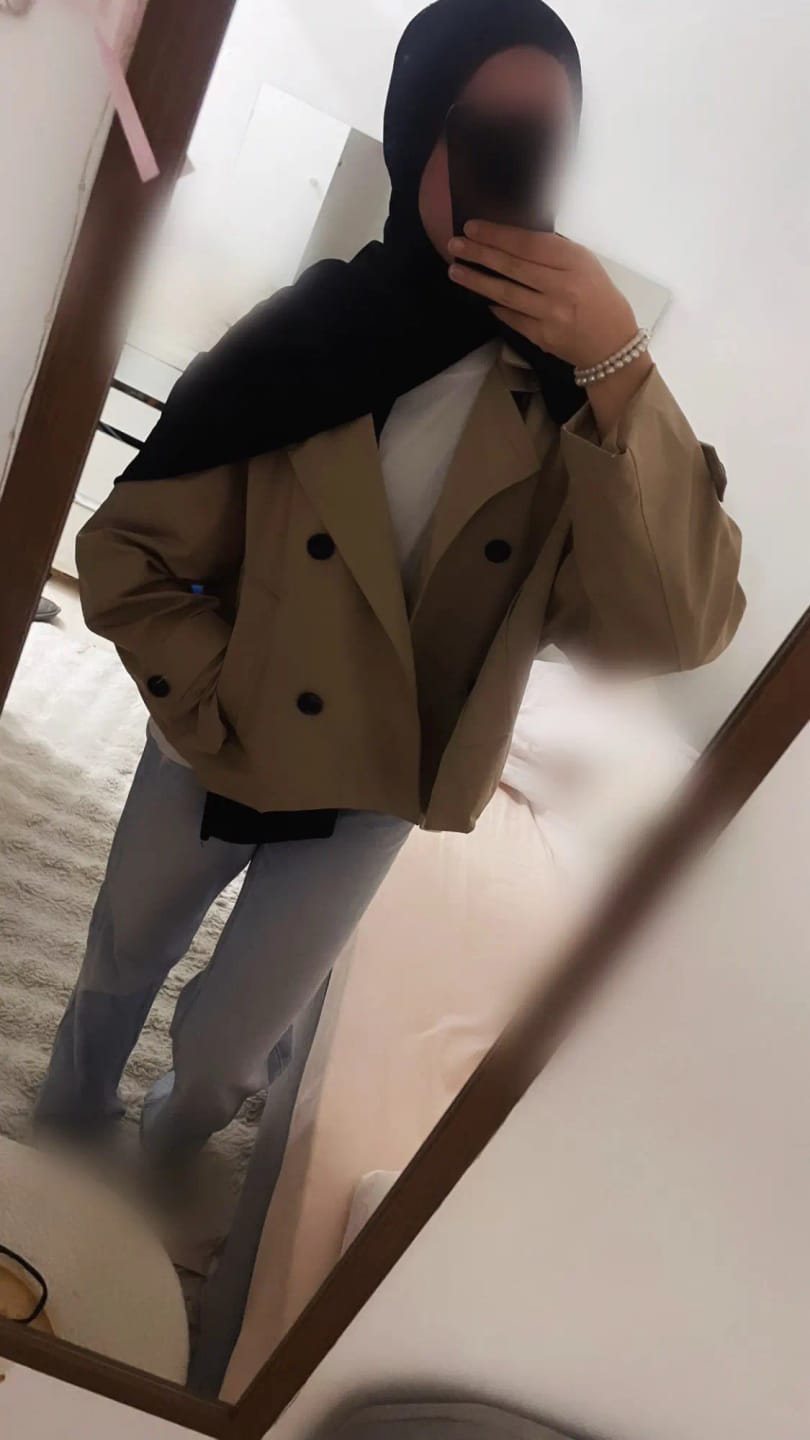Customer photo review of Carla Cropped Double Breasted Trench Coat