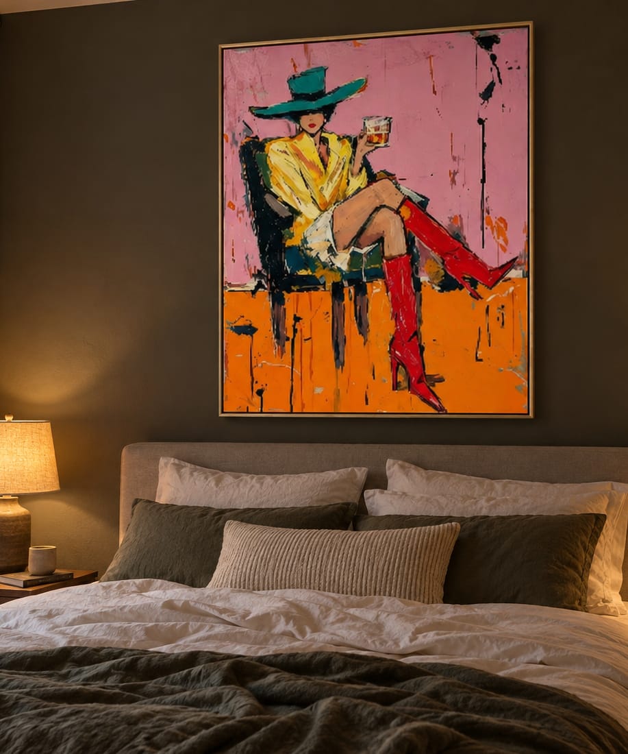 Customer photo review of Teal Lounge-Cowgirl Portrait Painting