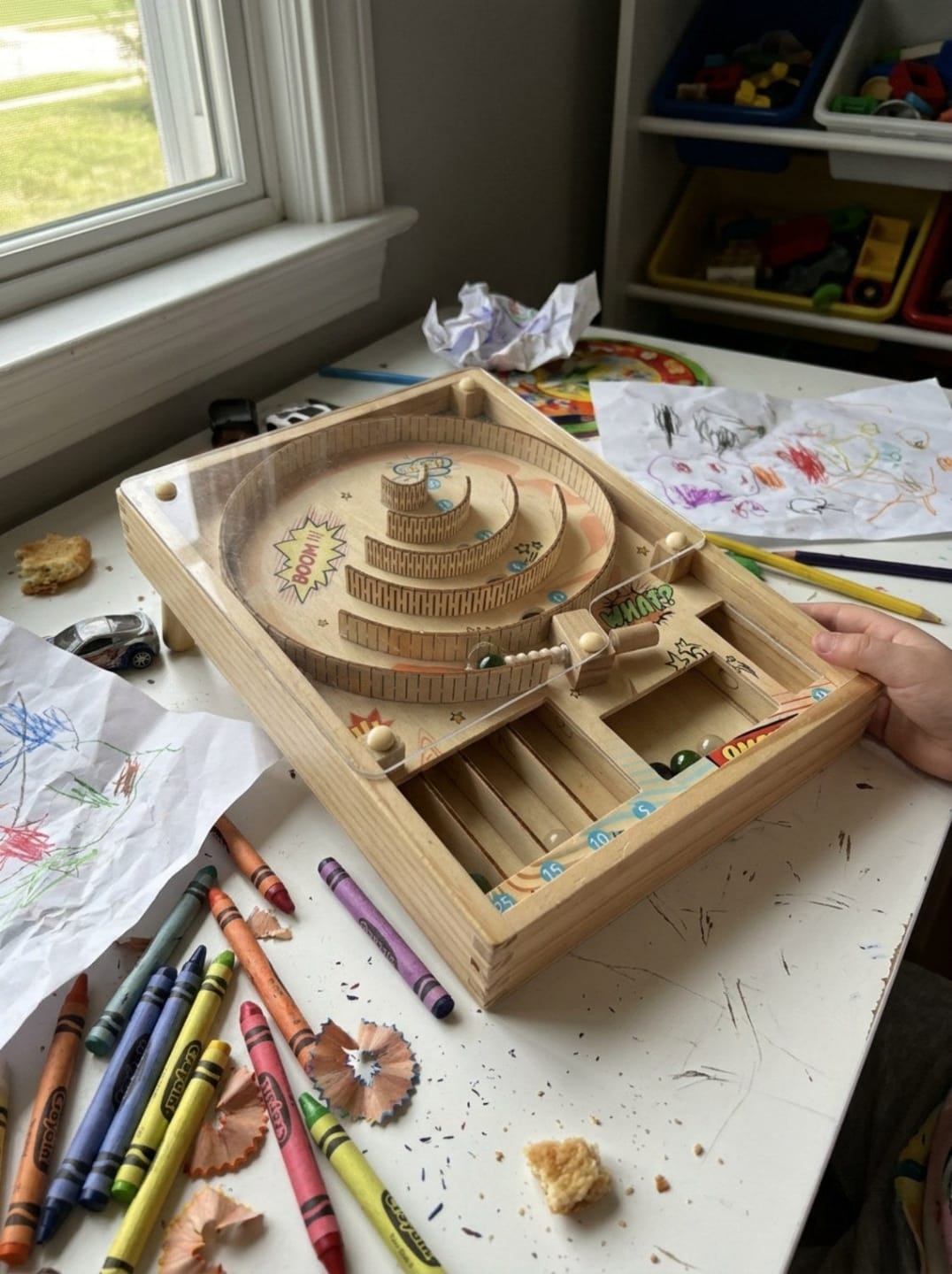 Customer photo review of Holz Flipper Spielzeug Kinder | Montessori Murmelspiel Motorik Arcade ab 3 Jahren