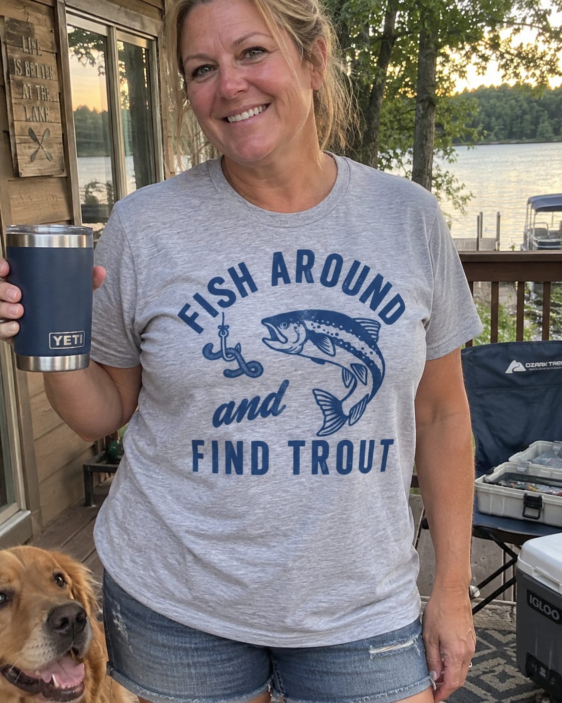 Customer photo review of Fish Around and Find Trout T-Shirt