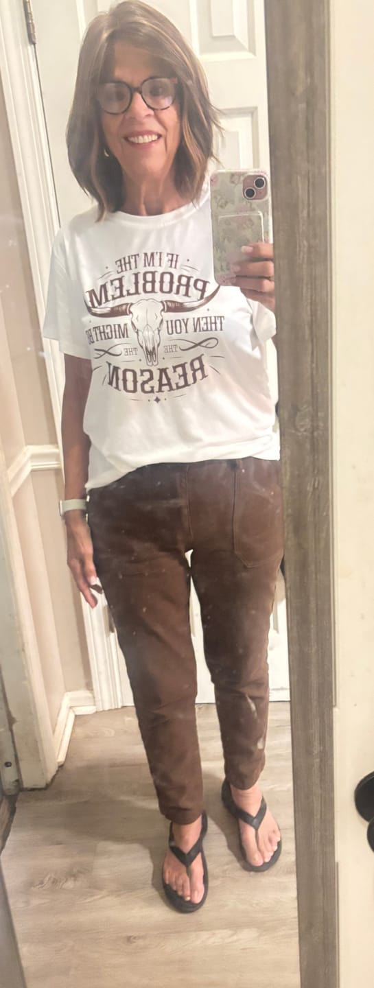 Customer photo review of Judy Blue High Waist Mahogany Brown Aurora Weekender Jeans