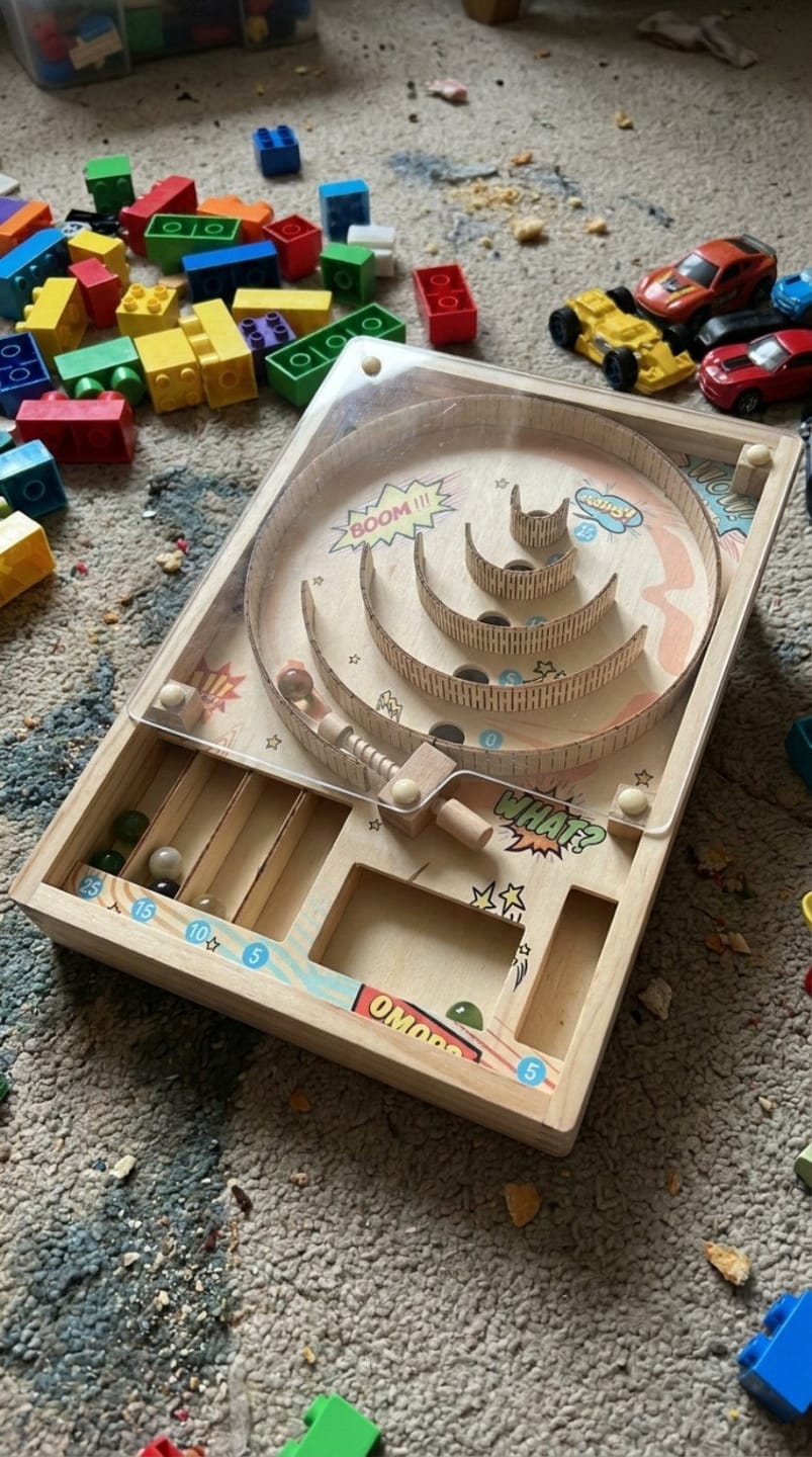 Customer photo review of Holz Flipper Spielzeug Kinder | Montessori Murmelspiel Motorik Arcade ab 3 Jahren