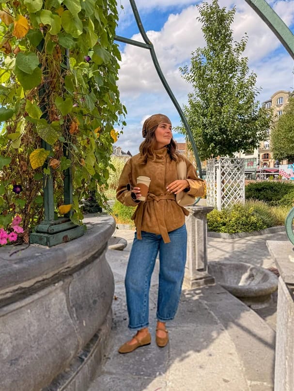 Customer photo review of Maria Lace-Up Suede Jacket
