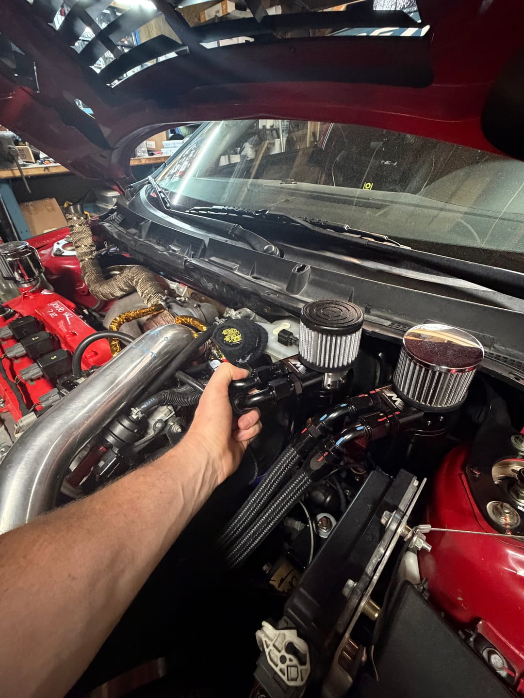 Customer photo review of Top Loader Billet Internally Baffled Oil Catch Can (Dual 10AN Port)