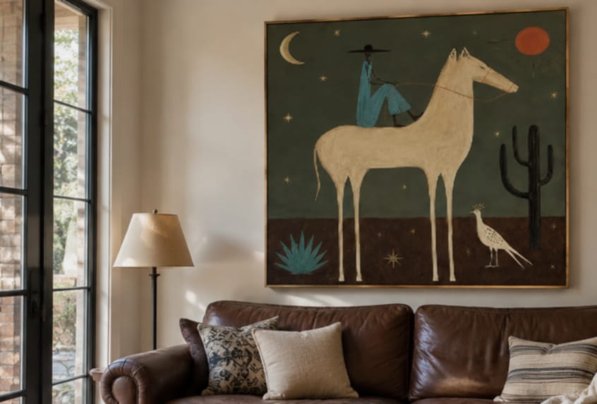Customer photo review of Desert Moon Rider-White Horse Painting