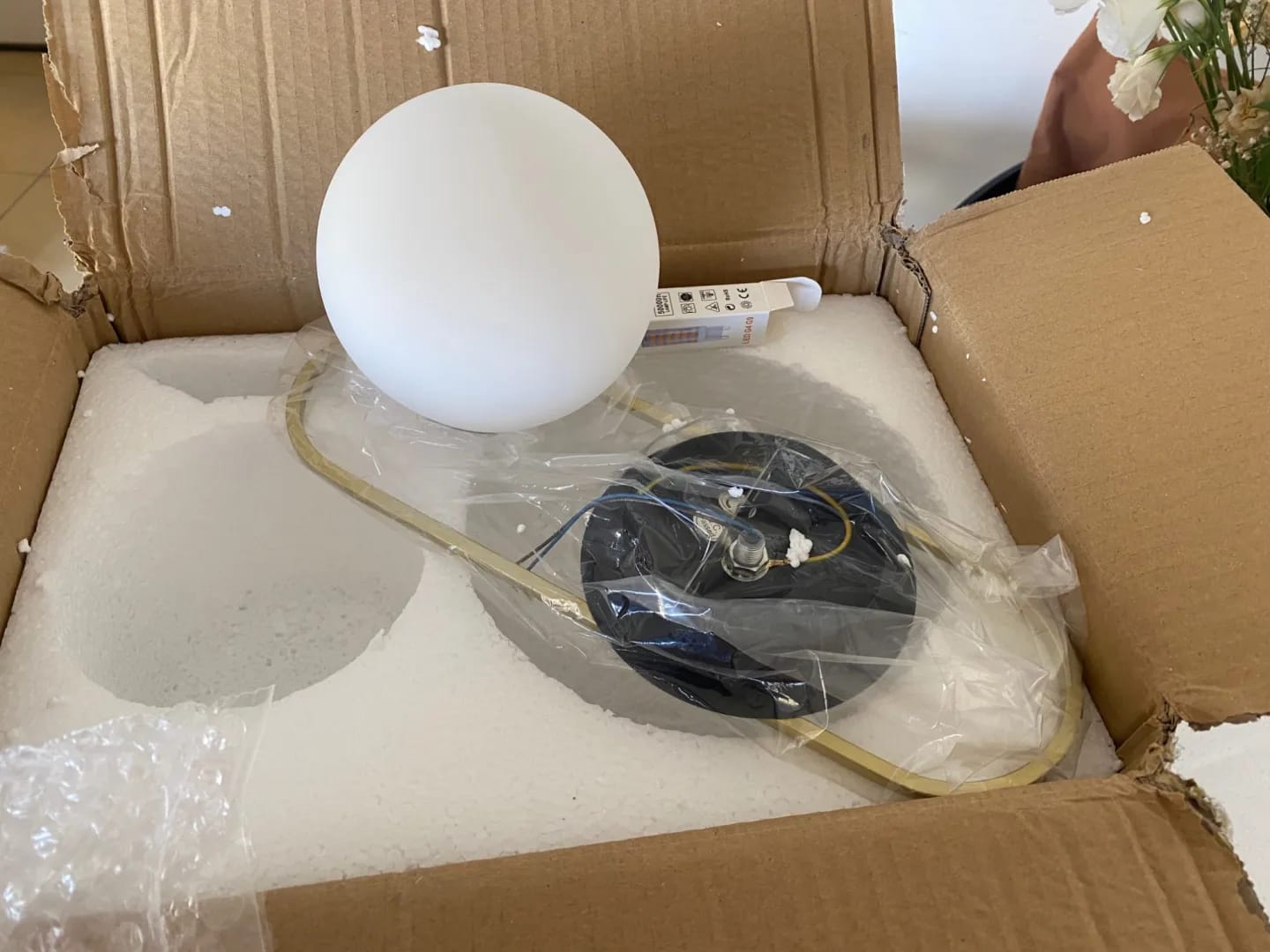 Customer photo review of Frosted Glass Wall Light for Bedroom, Eight Shapes, Gold