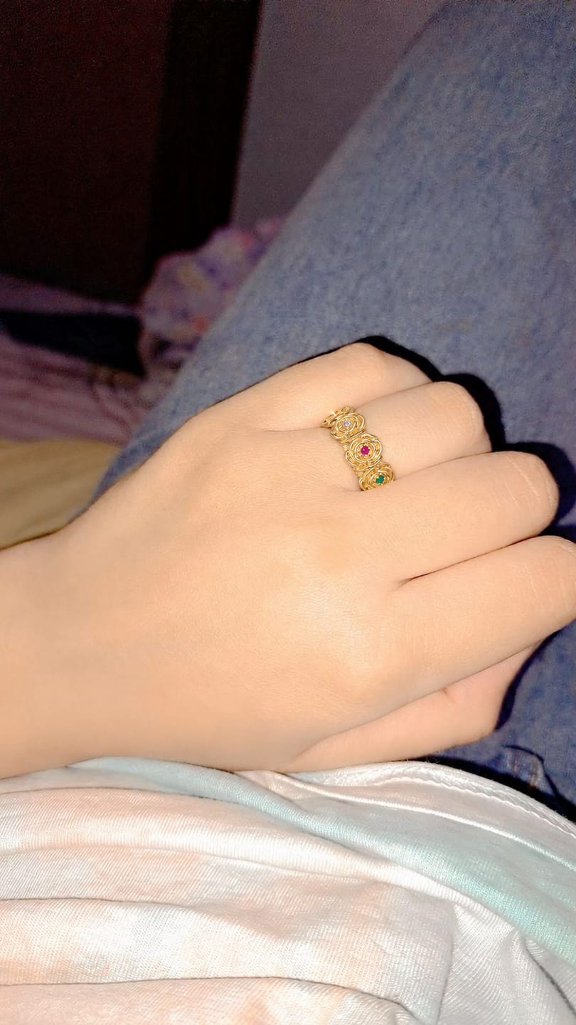 Customer photo review of Gold-Plated Brass Multicolor Floral Crystal Ring