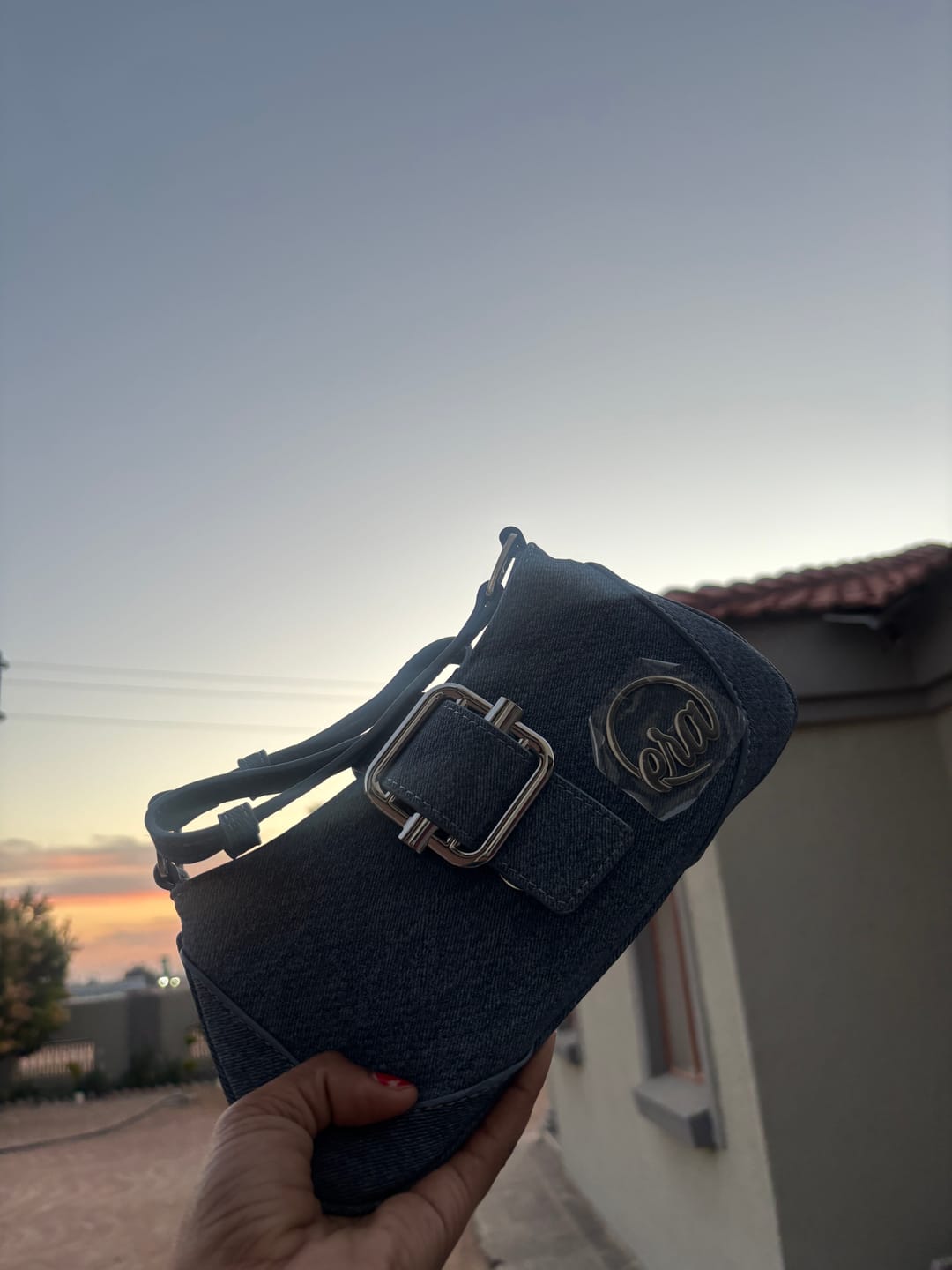 Customer photo review of Denim Lily Shoulder Bag