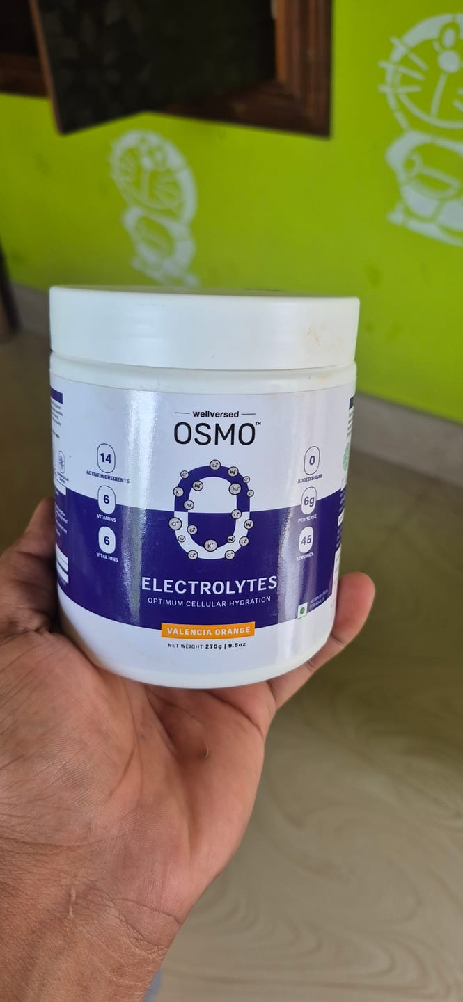 Customer photo review of OSMO - Electrolyte Hydration Blend (Advanced Salts + Taurine & Vitamins) | Valencia Orange Flavour (270g, 45 servings)