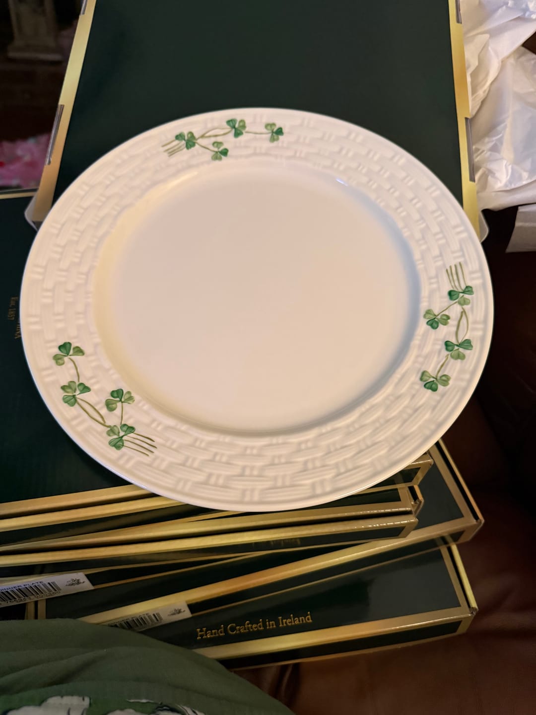 Customer photo review of Belleek Classic 1880 - Gold Shamrock Dinner Plate