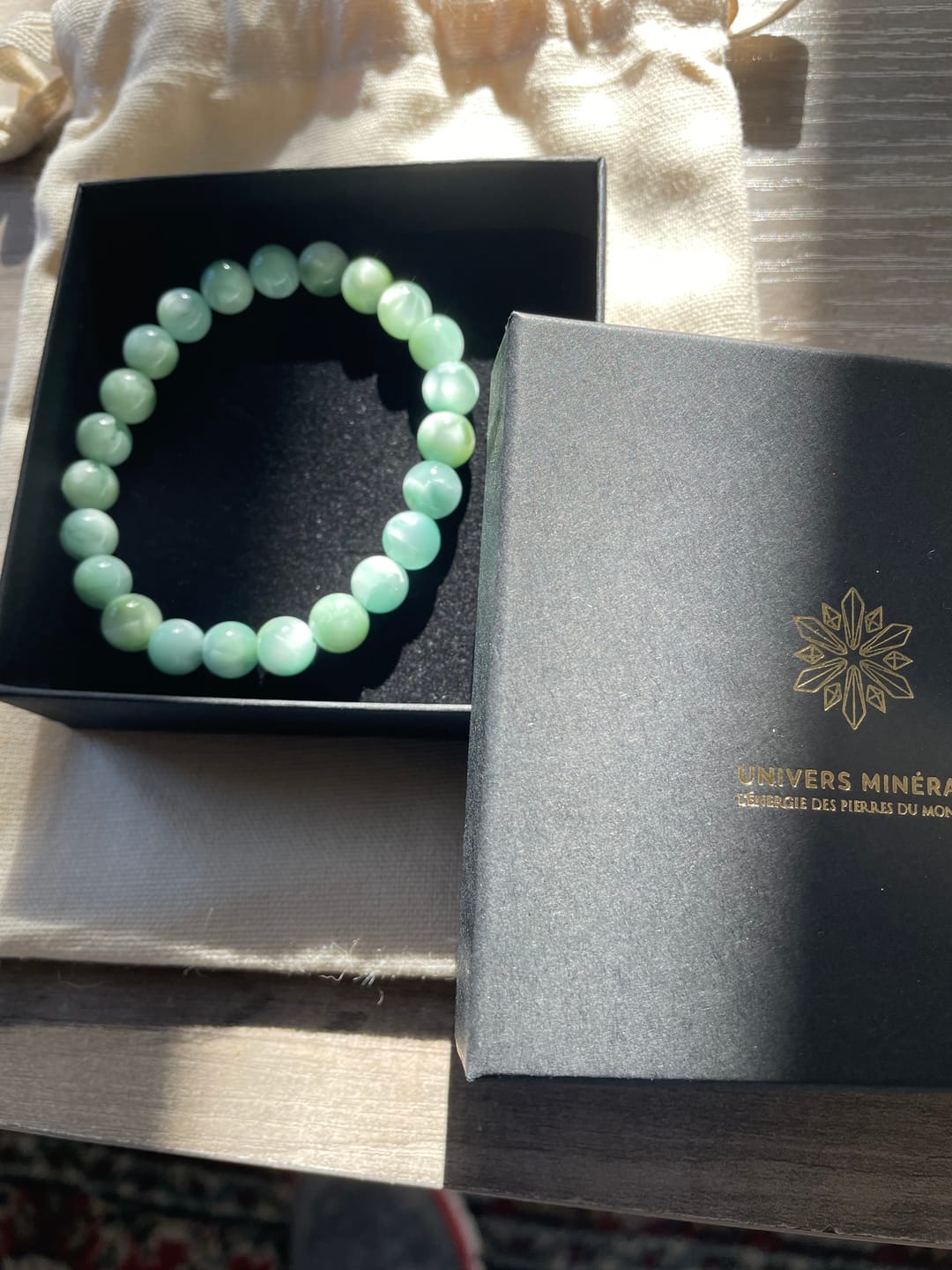 Customer photo review of Bracelet Pierre de Lune Verte