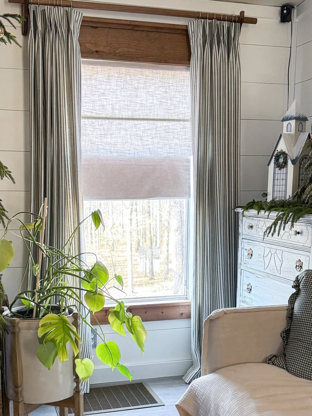 Customer photo review of Zaria Stripe Linen Light Blocking Curtains