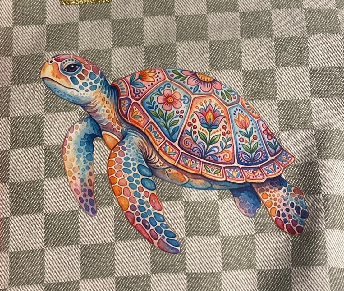 Customer photo review of Bügelbild Schildkröte mit Blumen