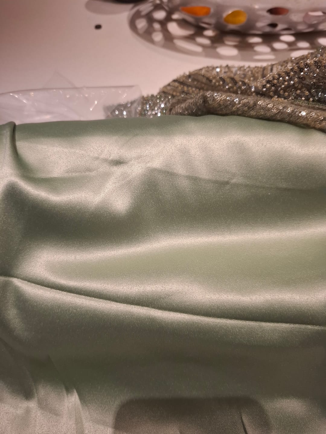 Customer photo review of Milano Stretch Satin Avocado #11