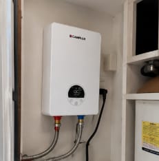 Customer photo review of Camplux Electric Point of Use Tankless Hot Water Heater, 4.5kW at 110~120V