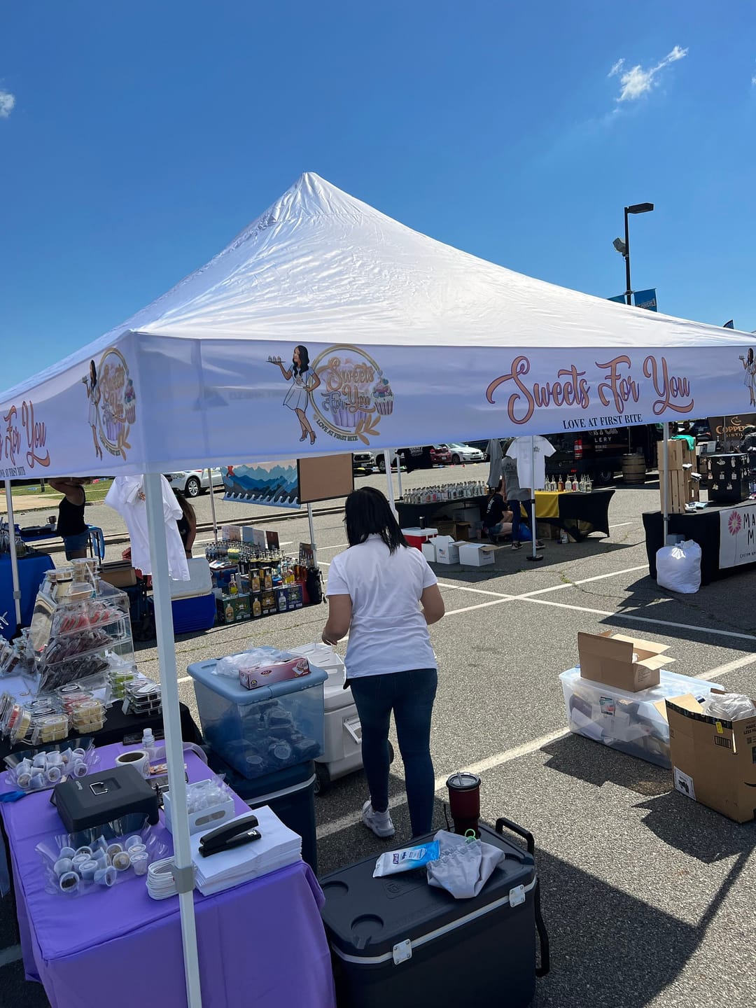 Customer photo review of Custom 10×10 Canopy Wrap Banner for Vendor Tents
