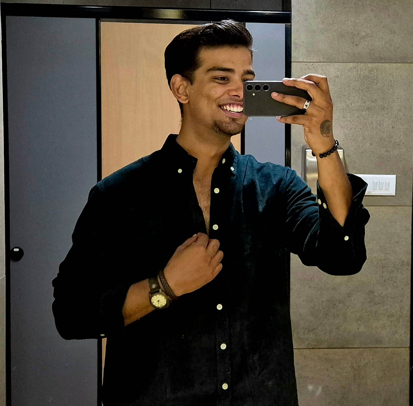 Customer photo review of Dark Green Corduroy Buttondown Shirt 100% Cotton