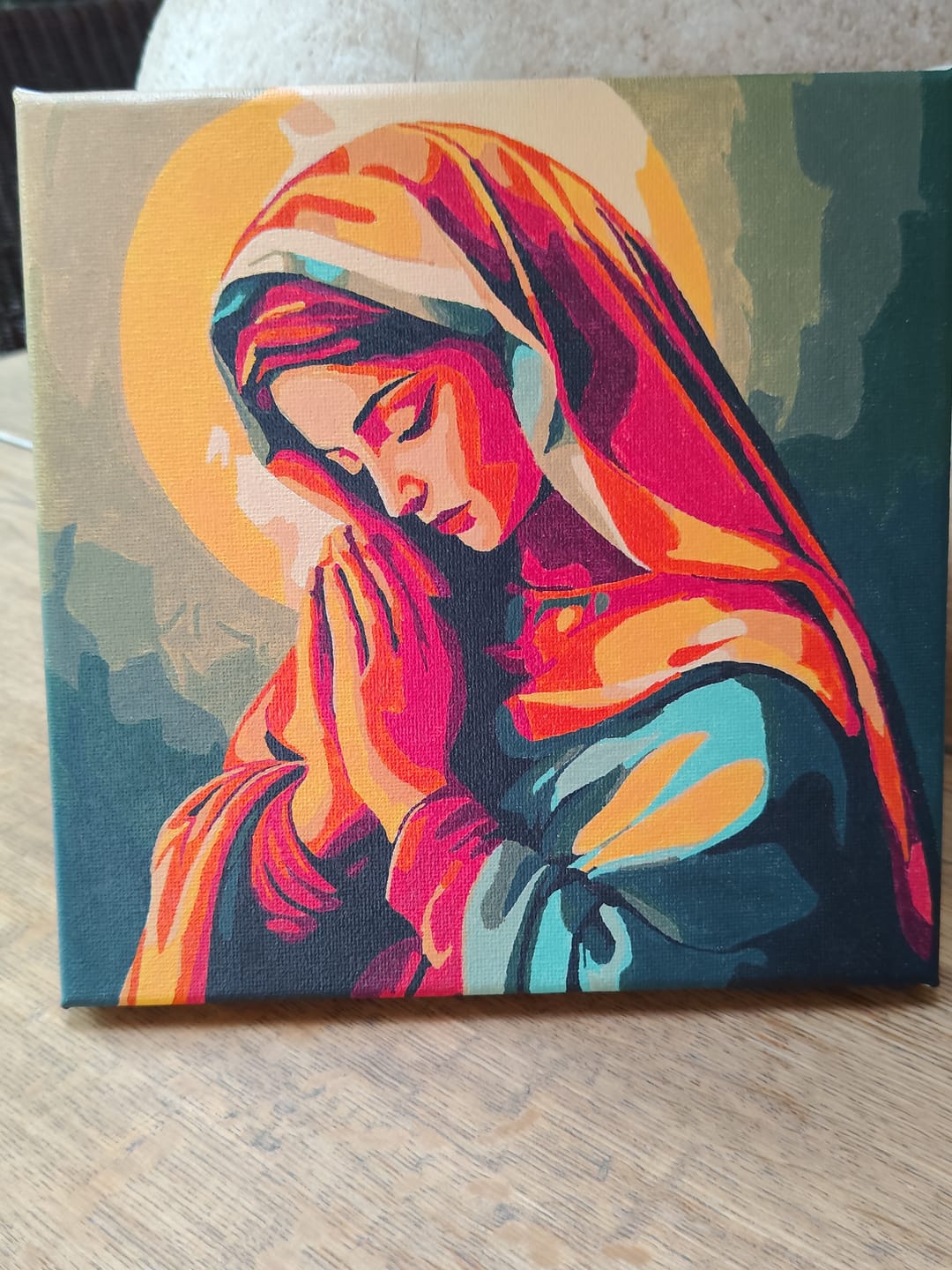 Customer photo review of Mini Peinture par Numéros 20x20cm avec cadre Marie en Prière