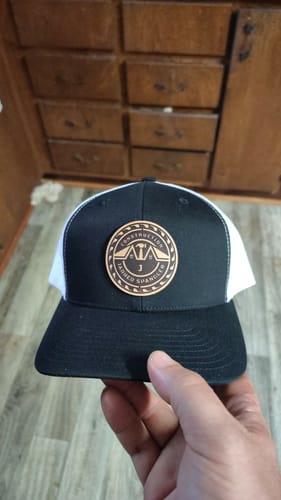 Customer photo review of Premium Custom Leather Patch Hats (Wholesale)