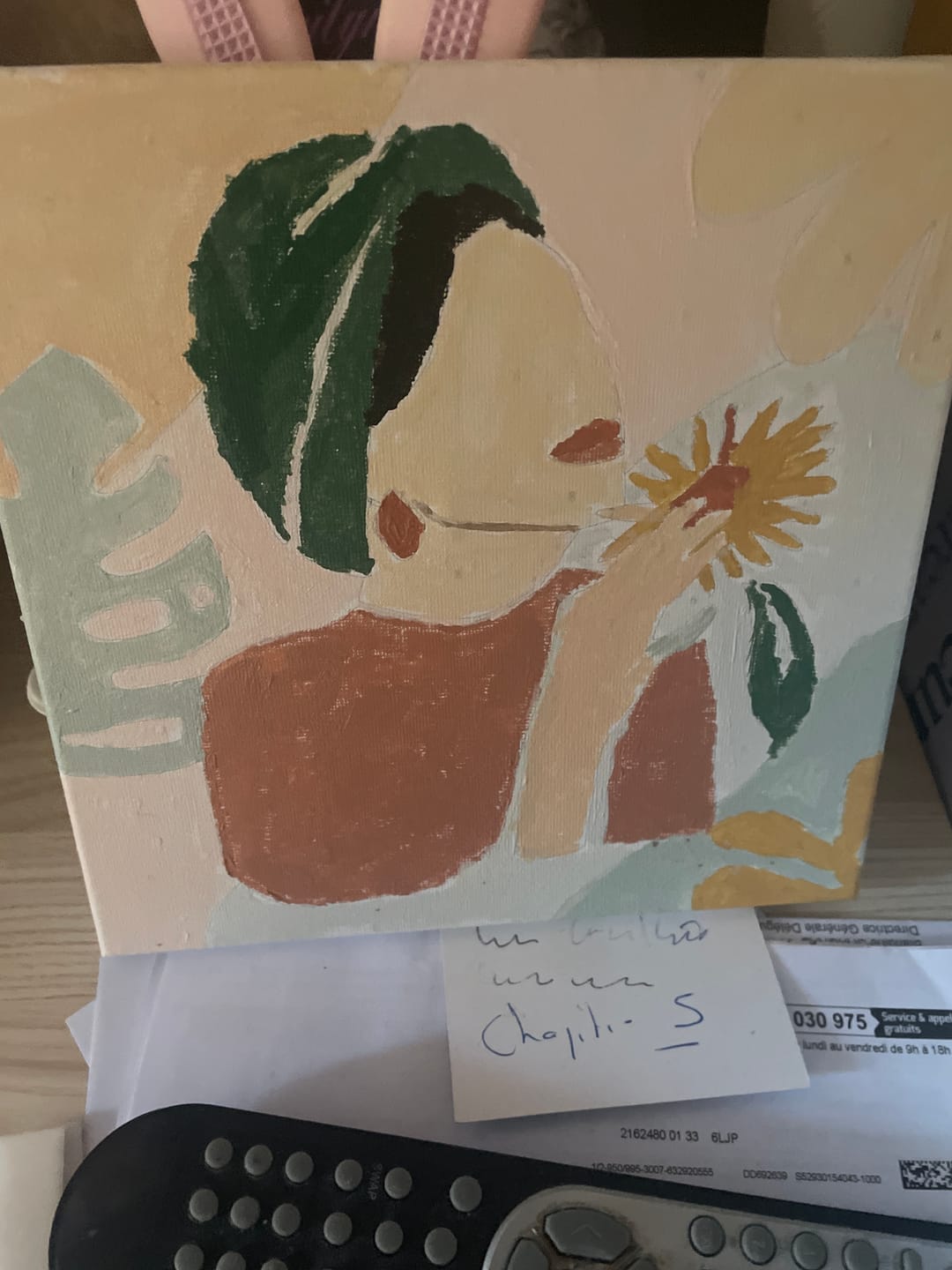 Customer photo review of Mini Peinture par Numéros 20x20cm avec cadre Femme au Turban vert