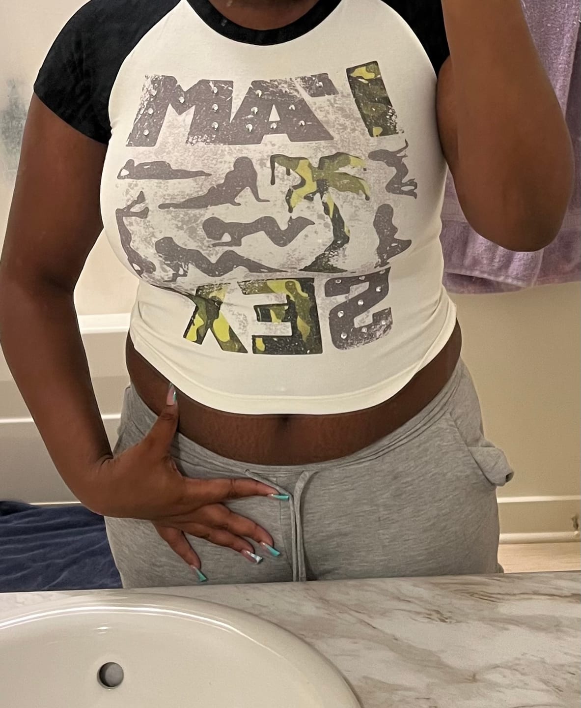 Customer photo review of Studded Camo Pin-up Baby Tee-632