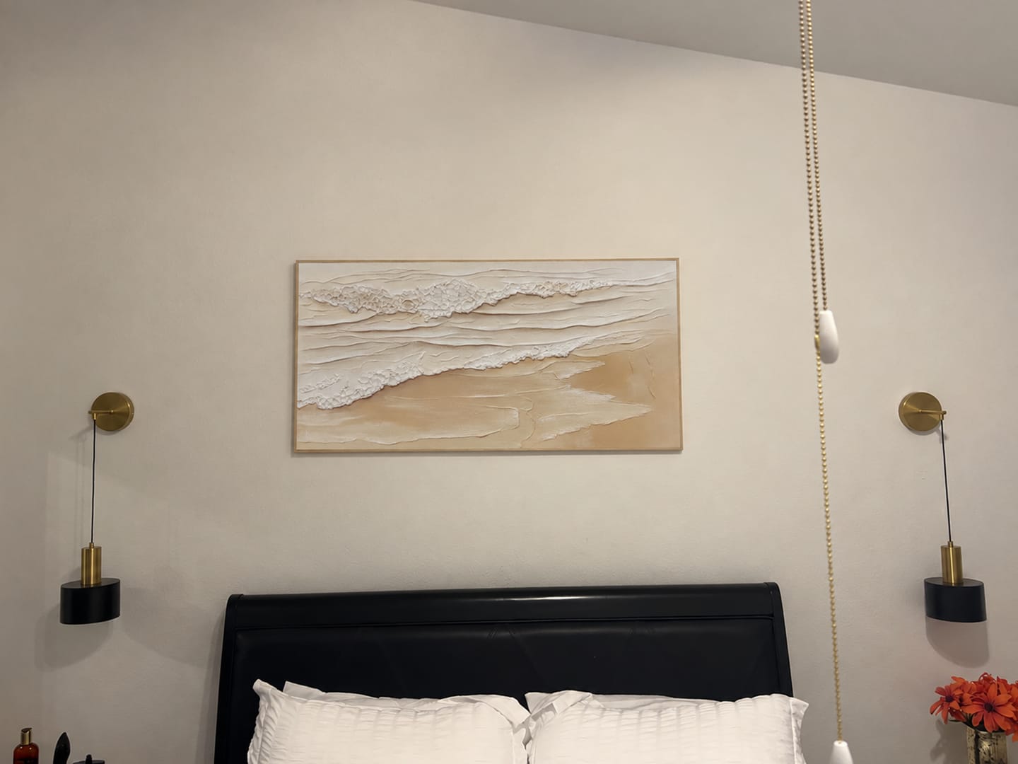 Customer photo review of Beige and Brown Sea & Sky Abstract Textured Wall Art #MS140
