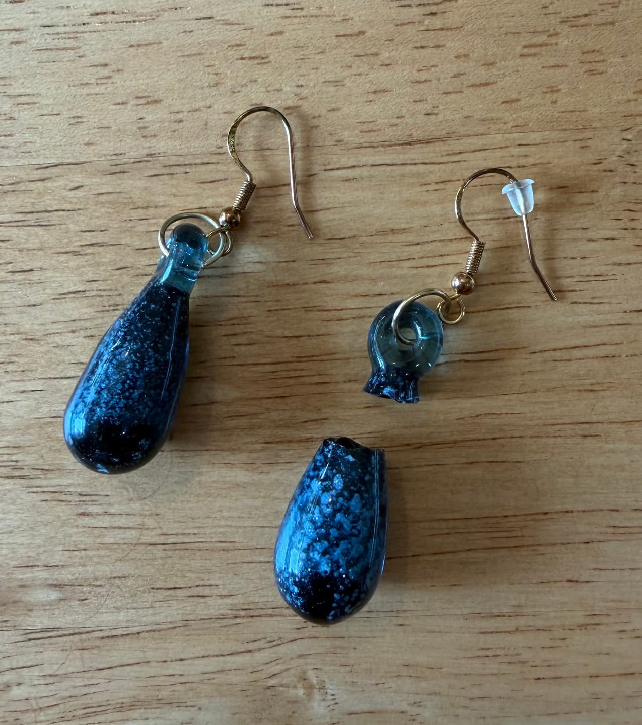 Customer photo review of Water Drop Earrings with Cremation Ash