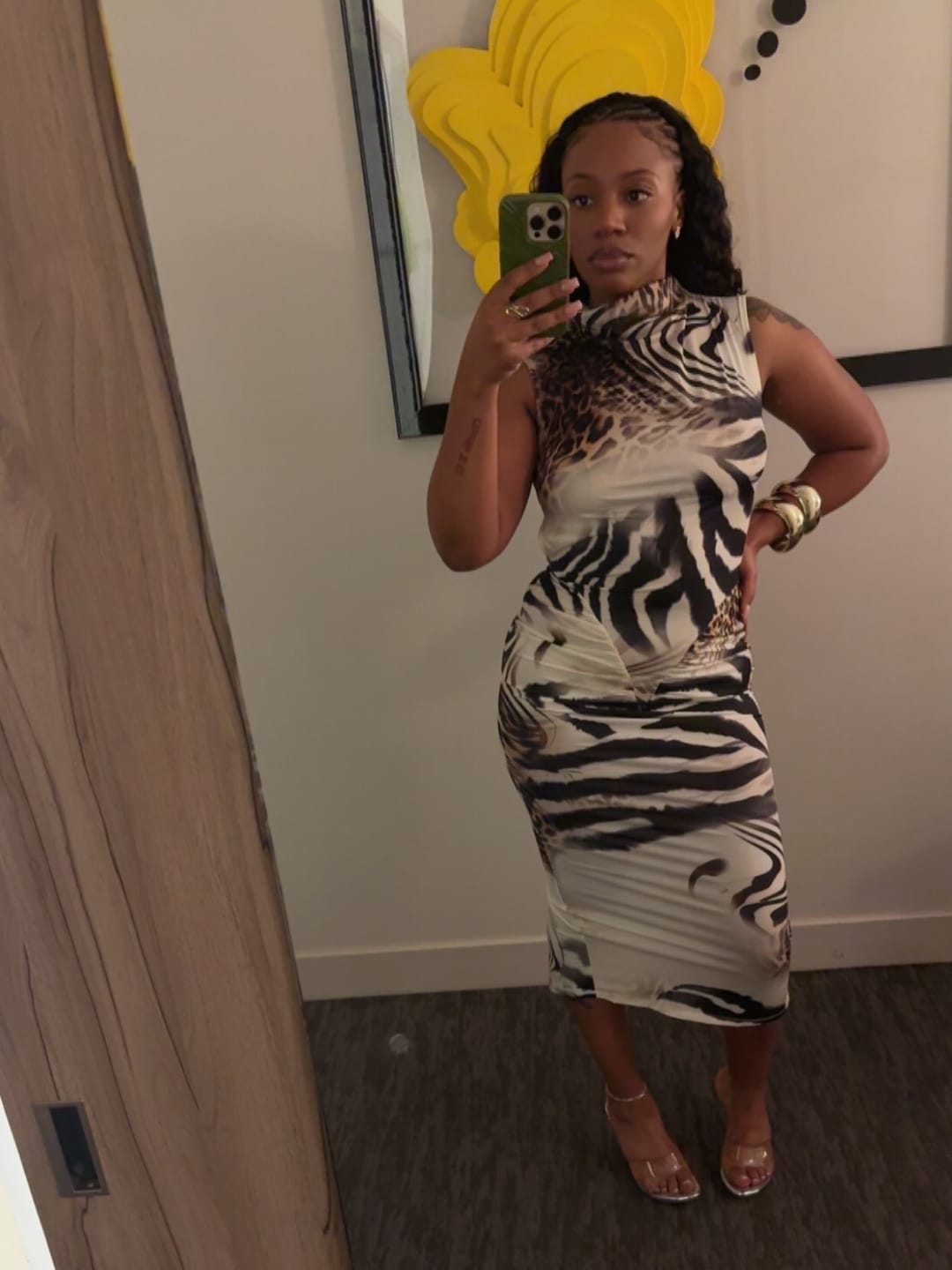 Customer photo review of Untamed Mock Neck Midi Dress
