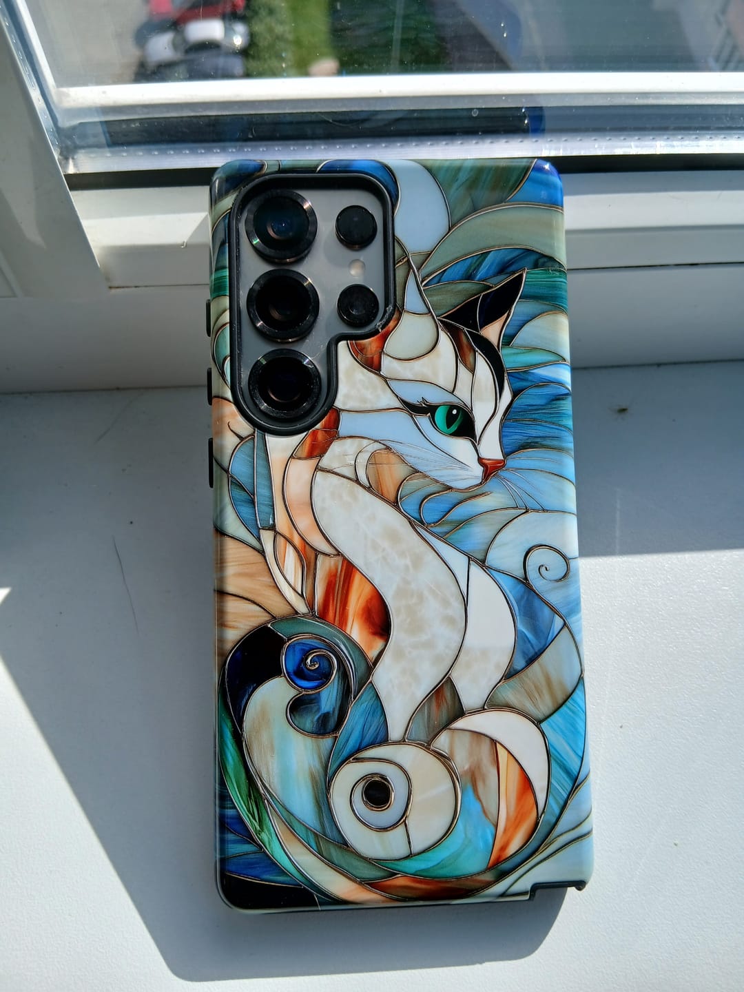 Customer photo review of Cat Abstract Stained Glass Design Case for Galaxy S series Phones