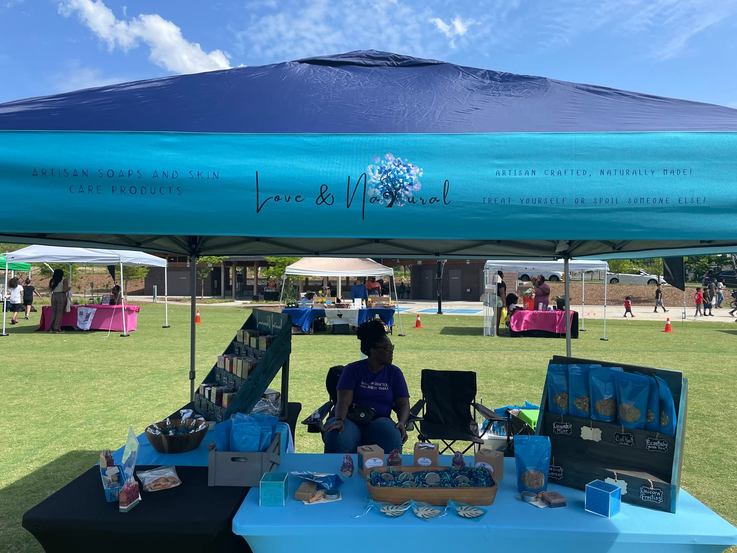 Customer photo review of Custom 10×10 Canopy Wrap Banner for Vendor Tents