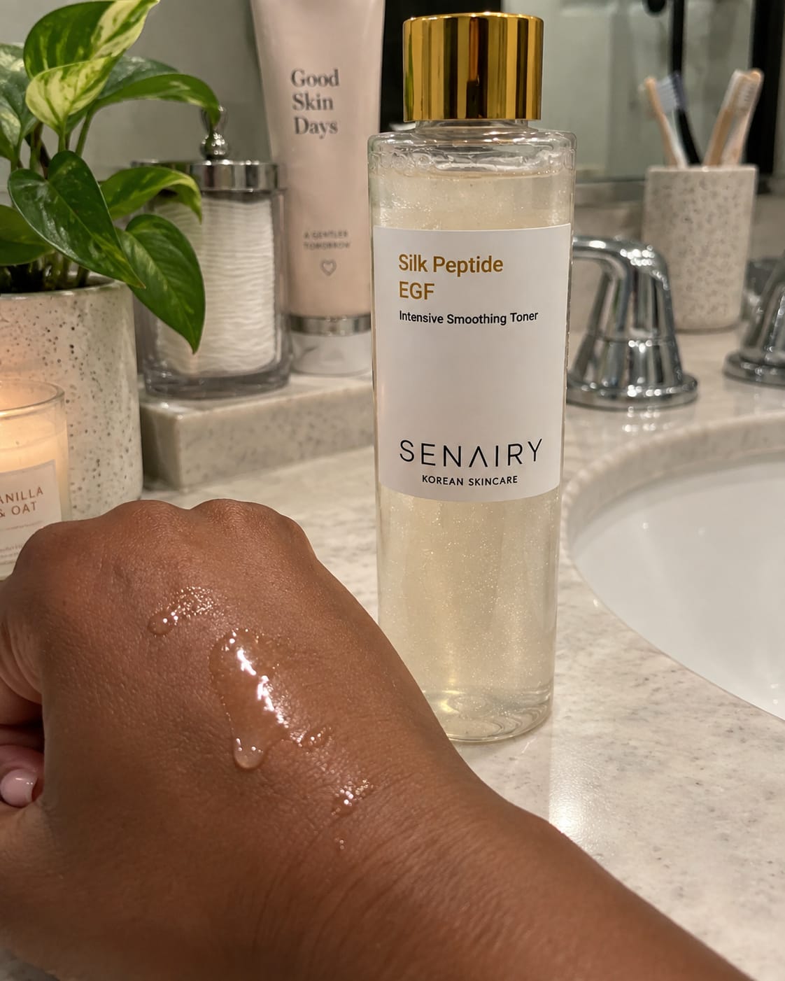 Customer photo review of Silk Peptide EGF Toner For Sagging Skin