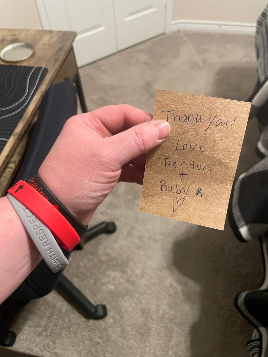 Customer photo review of BUILT WHILE PRAYING™ Wristbands (2-Pack)