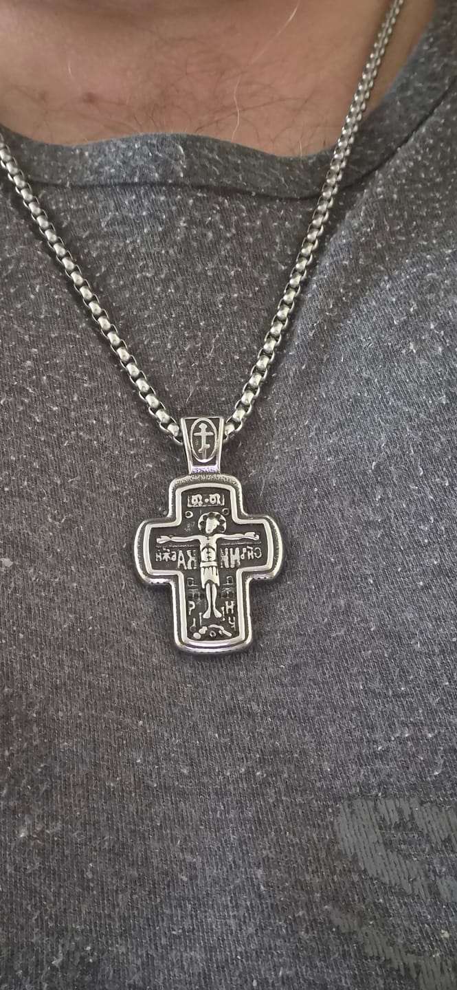 Customer photo review of Christianartworkshop Halskette mit orthodoxem Kreuzanhänger im Antik-Stil mit doppelseitigen Reliefs