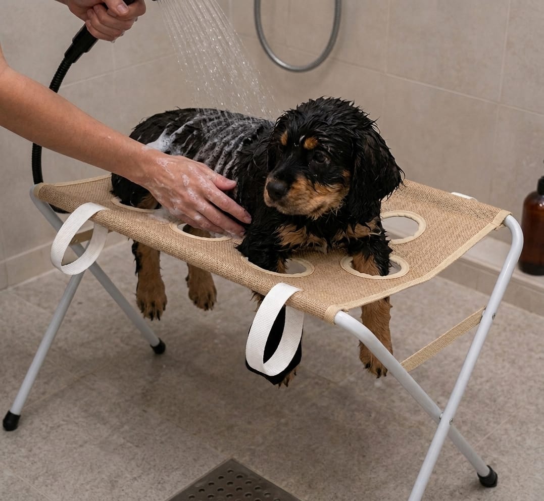 Customer photo review of Mesa Plegable para Cuidado de Mascotas