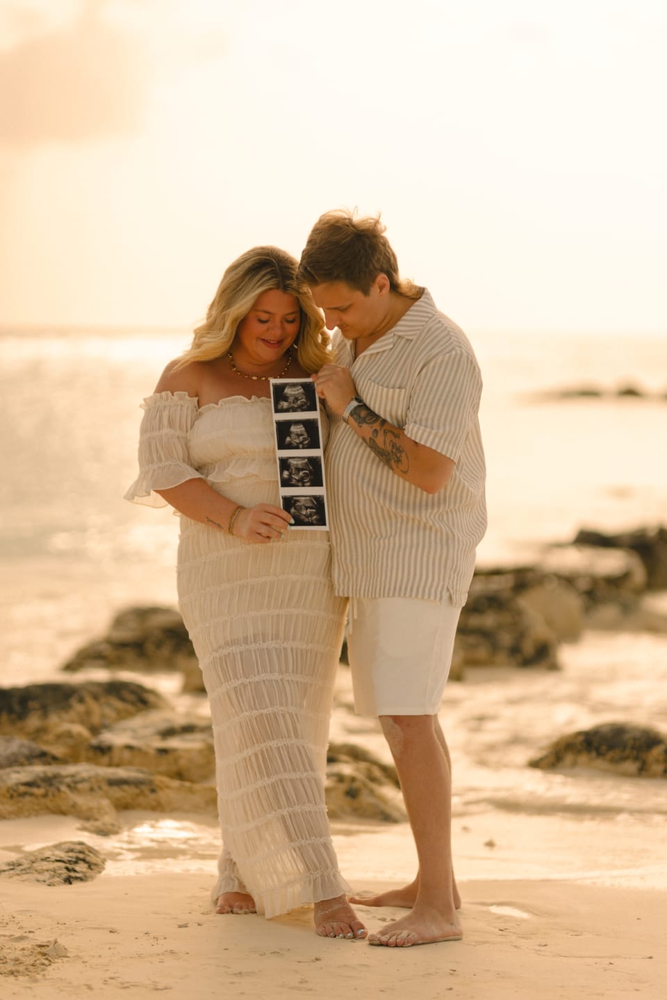 Customer photo review of Marisol 2 piece Maternity Photoshoot Dress in Ivory White