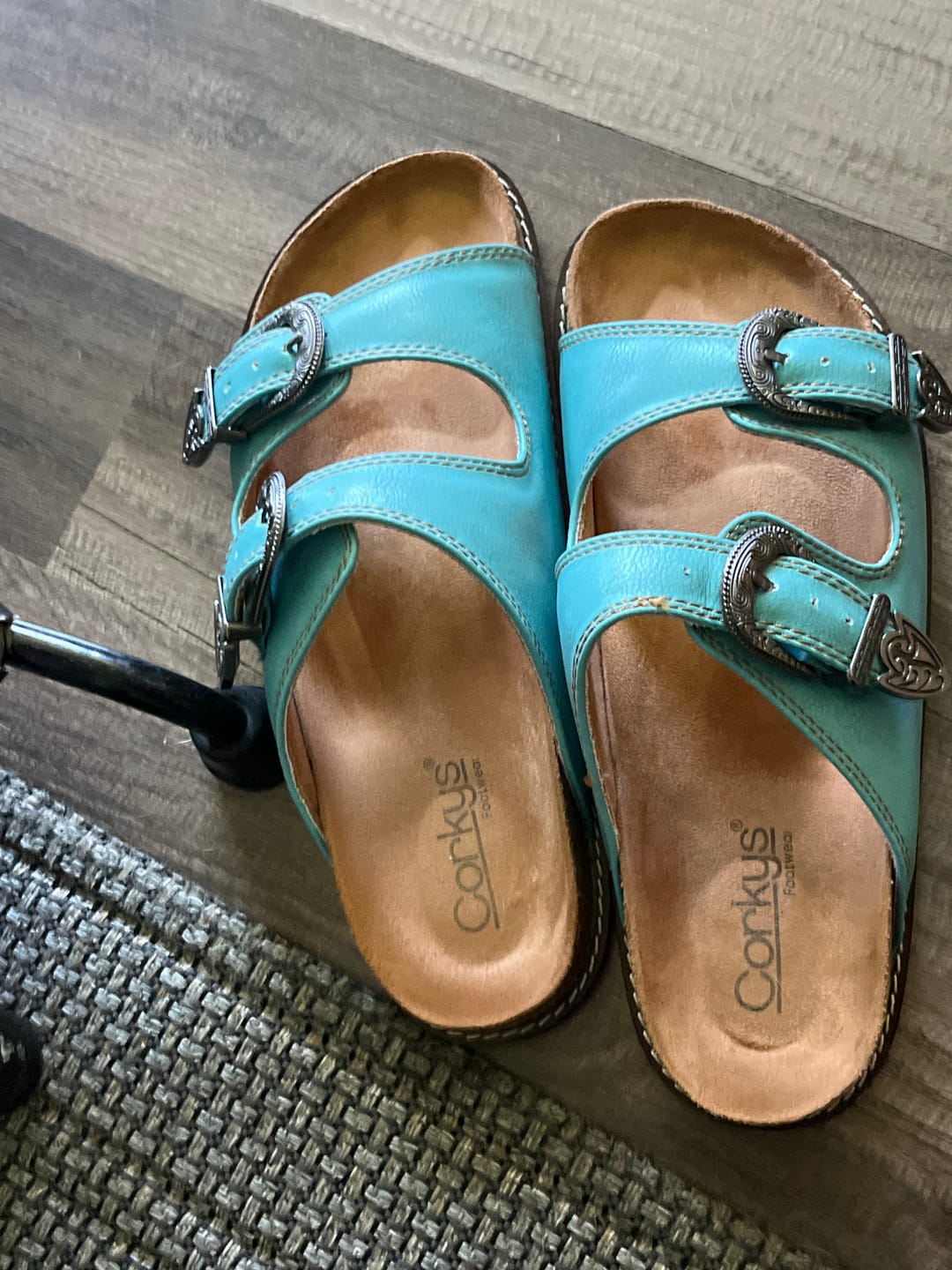 Customer photo review of Corky's Teal Atta Girl Sandals