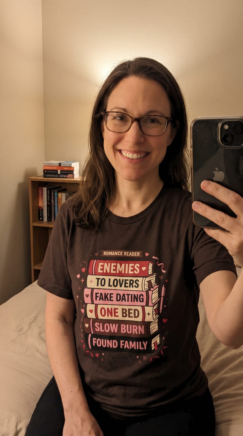 Customer photo review of Romance Reader T- Shirt