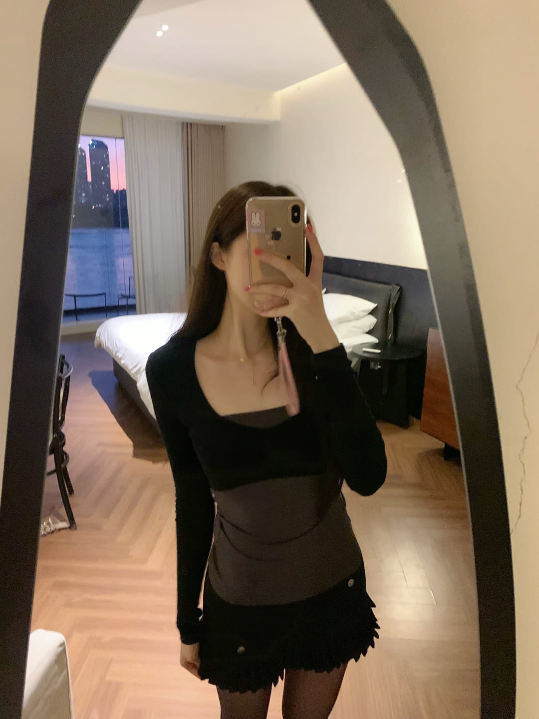 Customer photo review of IAMXIAA Contrast Mesh Cutout Long Sleeve Top