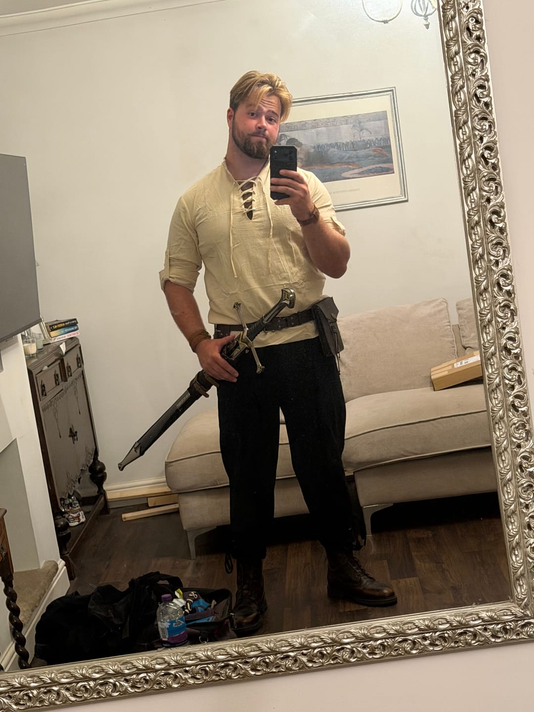 Customer photo review of Lord of the Rings Sword of King Elessar Aragorn Anduril Wooden Cosplay Sword Replica
